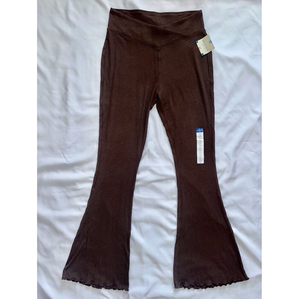 Arizona Jean Co. Women’s Brown Ribbed High Rise Flare Leggings L Stretch